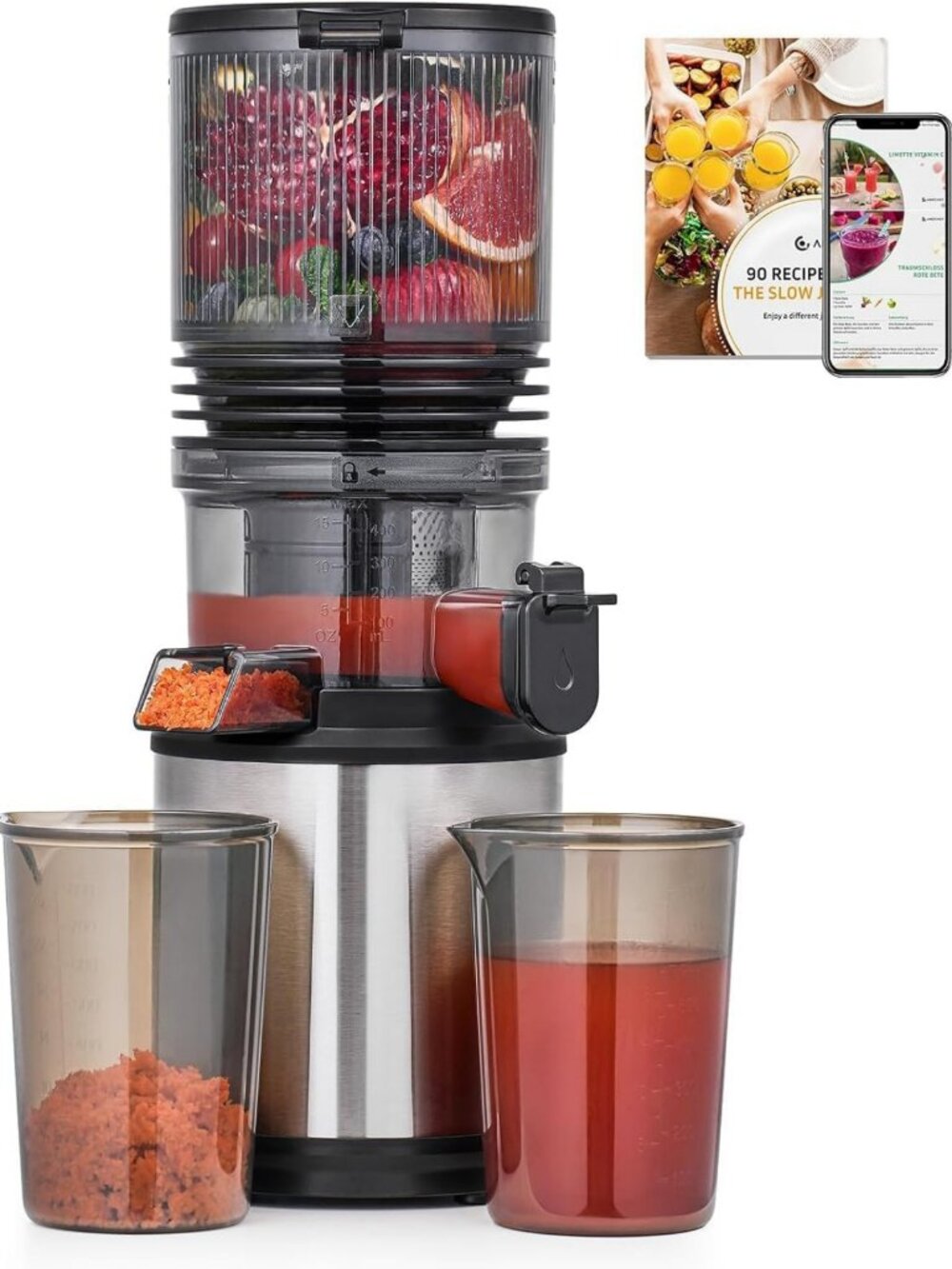 AMZCHEF Cold Press Juicer Machine, 6.5" Chute for Whole Fruits/Veggies